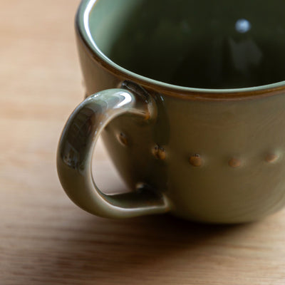 Set of 4 Organic Beaded Mug Olive