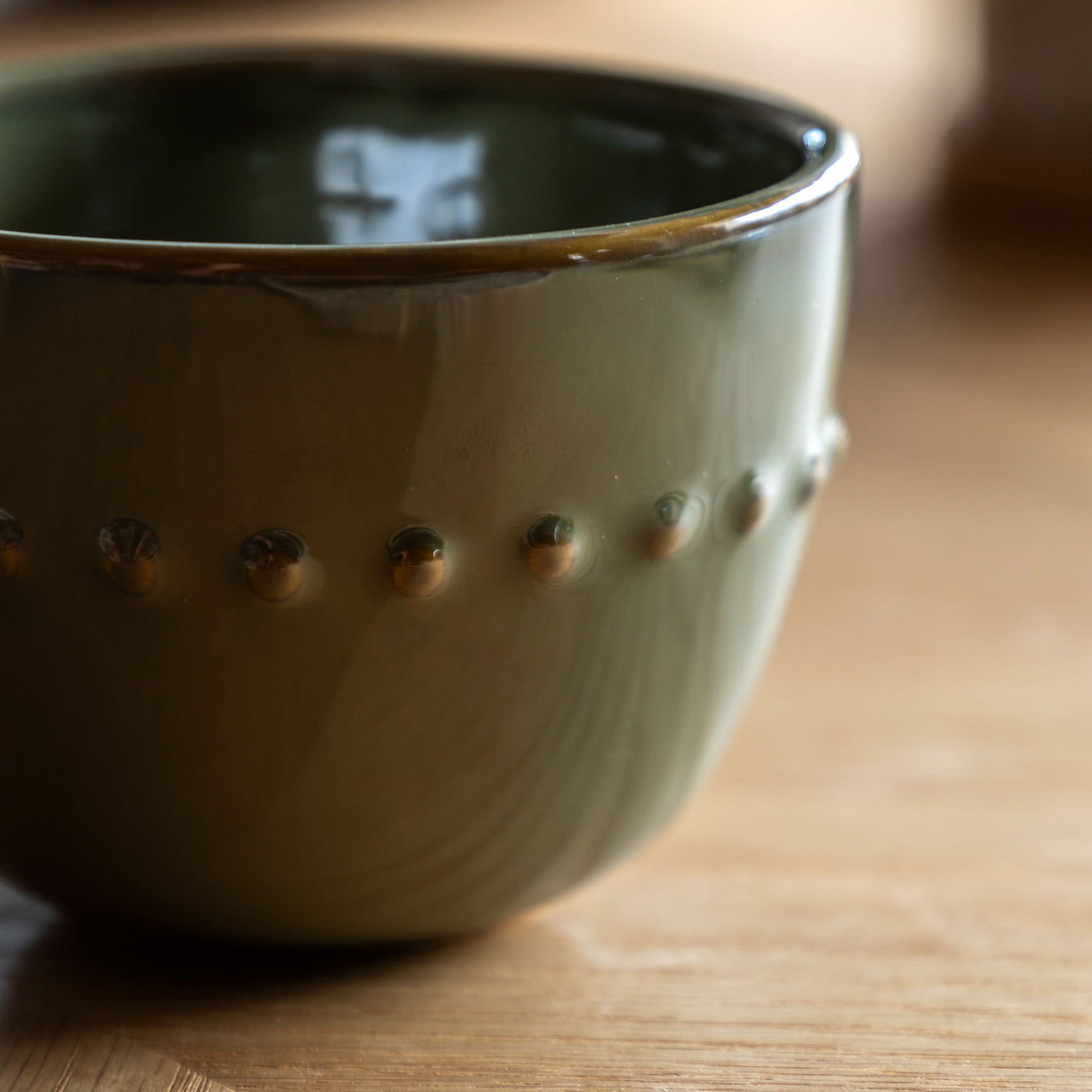 Set of 4 Organic Beaded Mug Olive