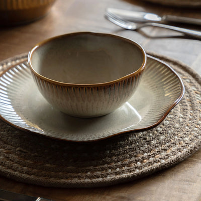 Set of 4 Organic Ridged Bowl Stone