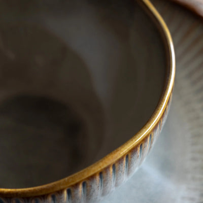 Set of 4 Organic Ridged Bowl Stone