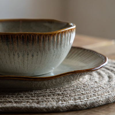 Set of 4 Organic Ridged Bowl Stone