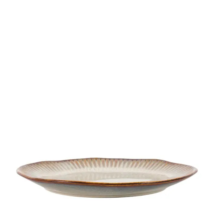 Set of 4 Organic Ridged Dinner Plate Stone