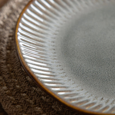 Set of 4 Organic Ridged Dinner Plate Stone