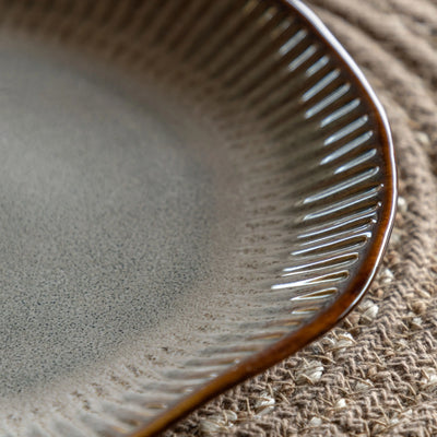 Set of 4 Organic Ridged Dinner Plate Stone