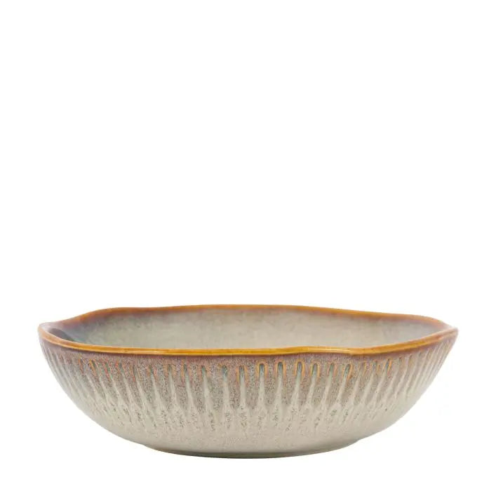 Set of 4 Organic Ridged Pasta Bowl Stone
