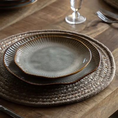 Set of 4 Organic Ridged Side Plate Stone