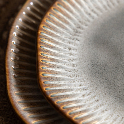Set of 4 Organic Ridged Side Plate Stone