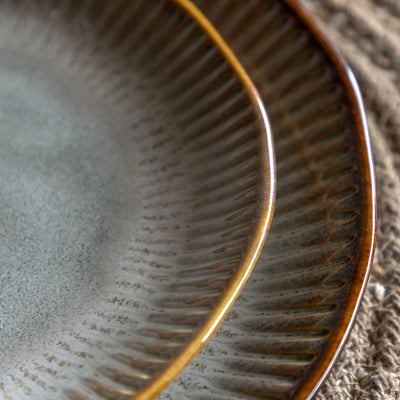 Set of 4 Organic Ridged Side Plate Stone