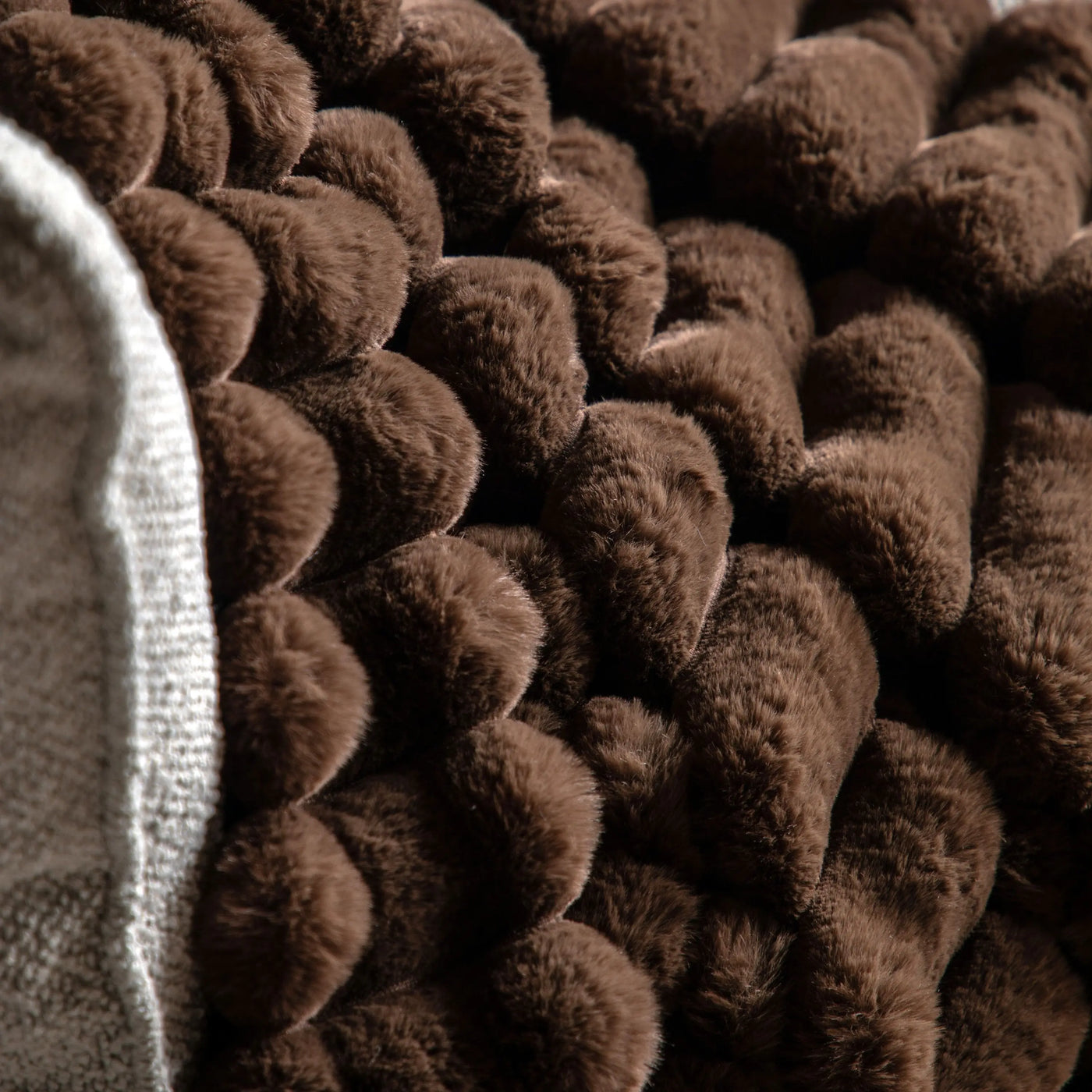 Ribbed Faux Fur Throw Chocolate