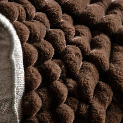 Ribbed Faux Fur Throw Chocolate