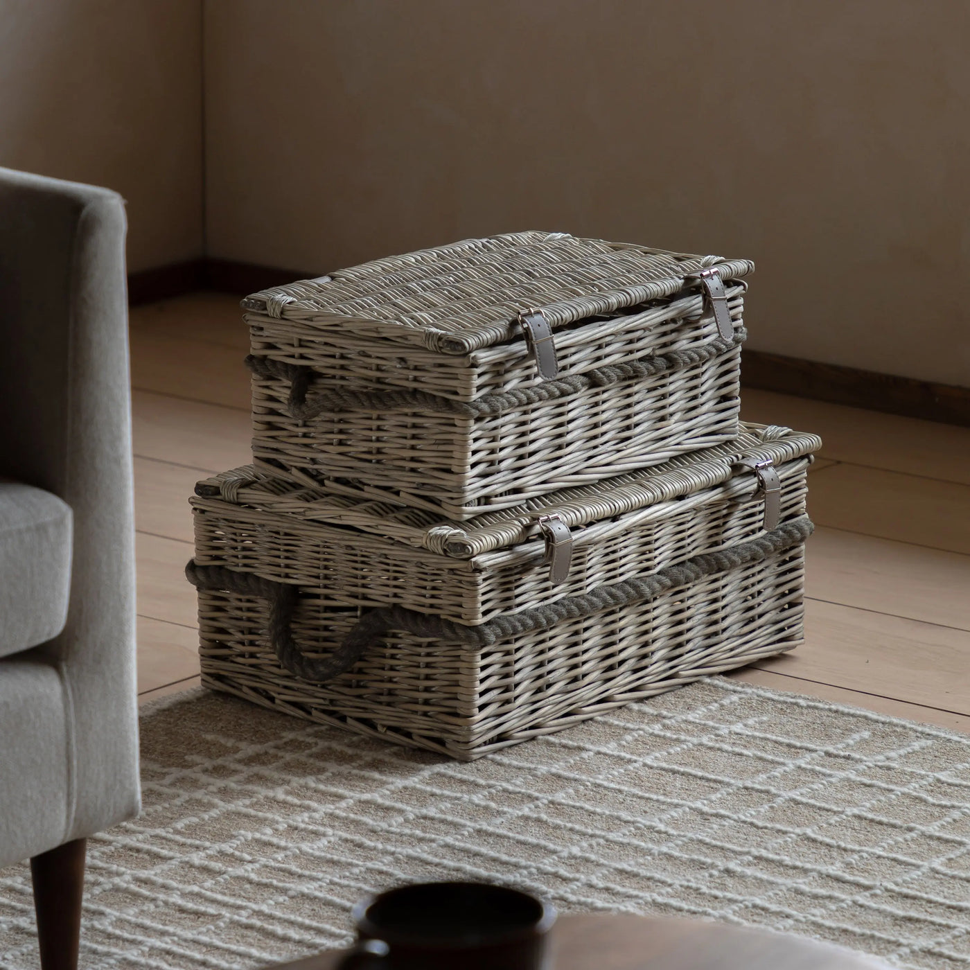 Rivra Lidded Baskets Natural Set of 2