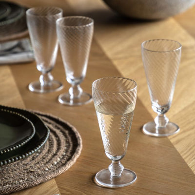 Set of 4 Swirl Flute Glass Clear