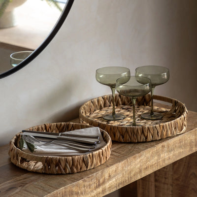Woven Round Tray Natural Set of 2