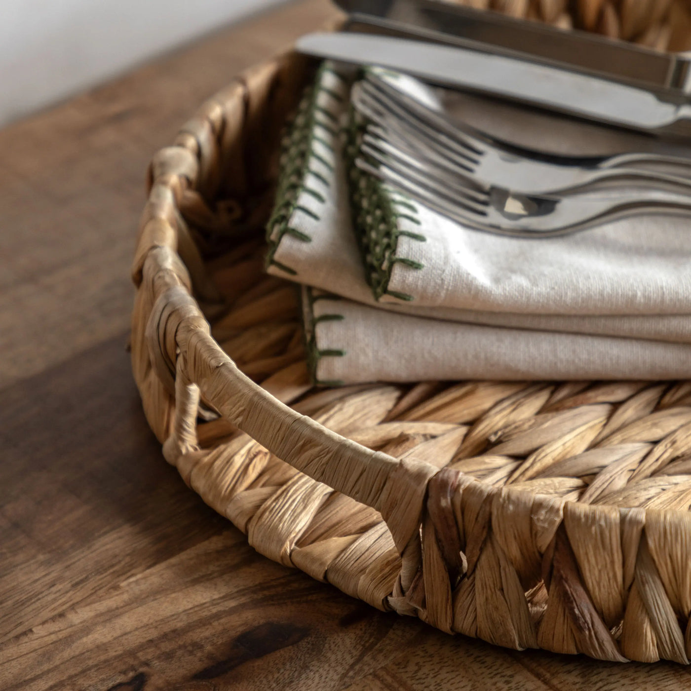 Woven Round Tray Natural Set of 2