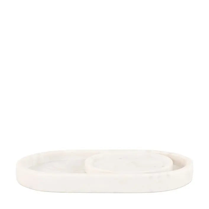 Marble Trinket Tray White Set of 2