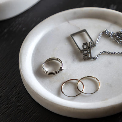 Marble Trinket Tray White Set of 2