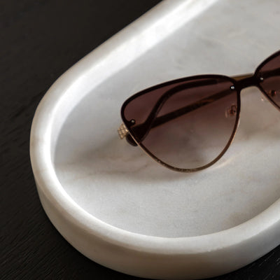 Marble Trinket Tray White Set of 2