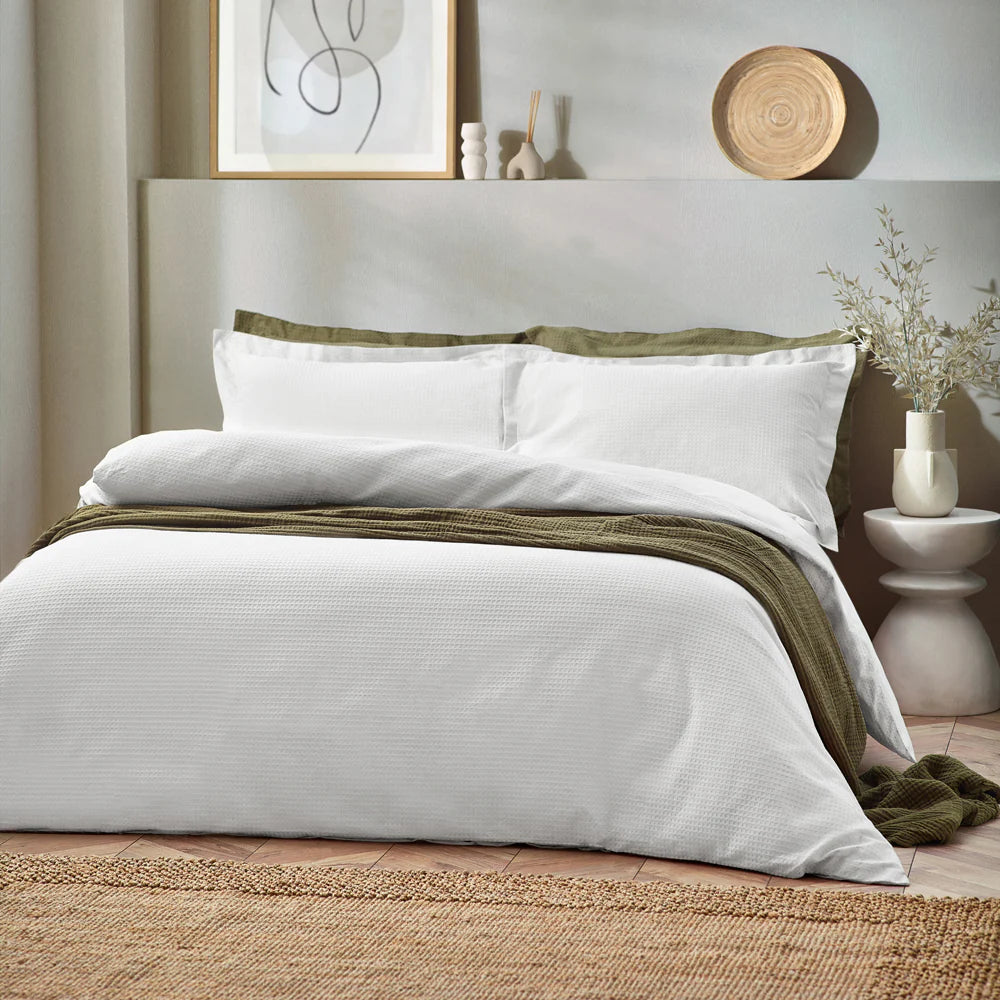 White Waffle 100% Cotton Duvet Set