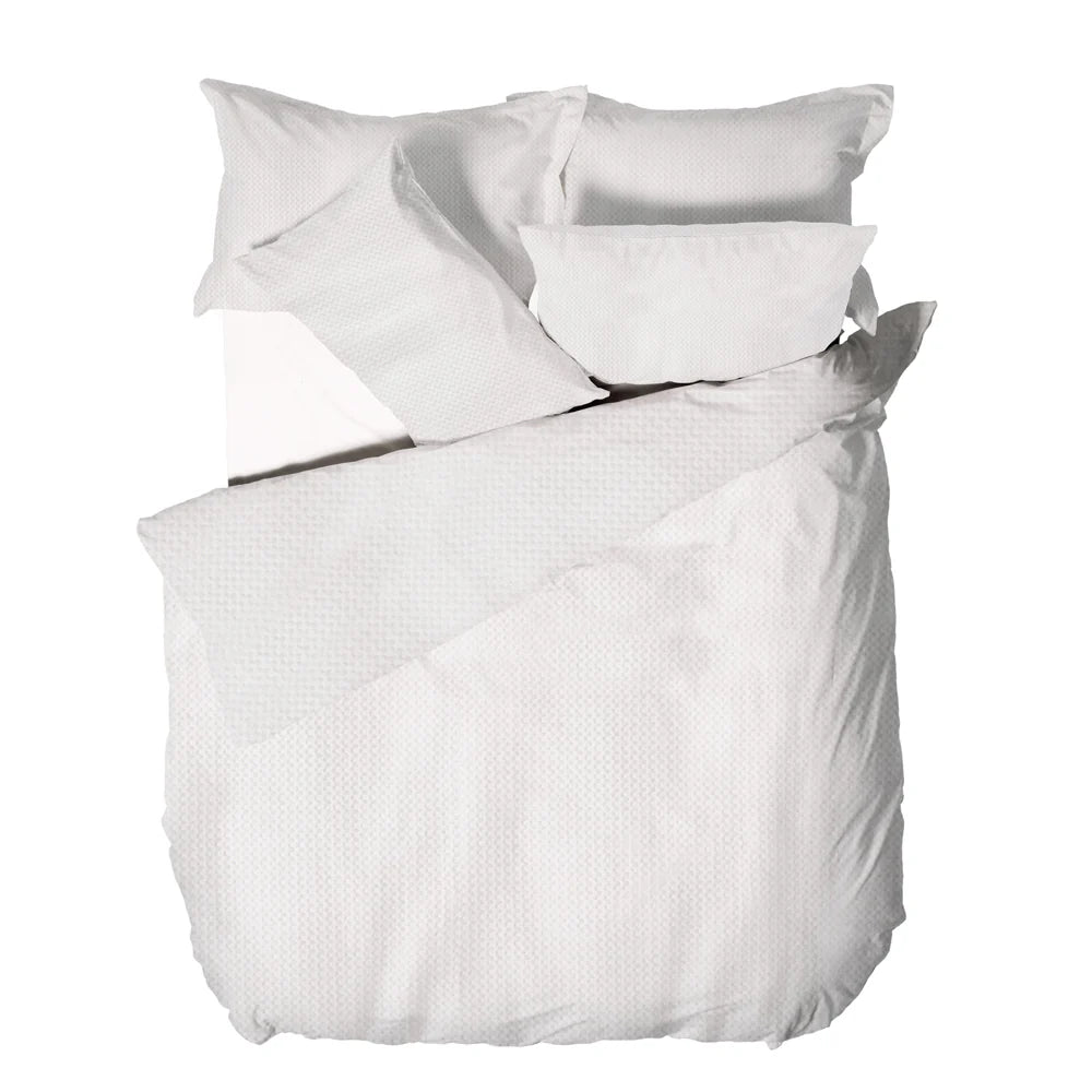 White Waffle 100% Cotton Duvet Set