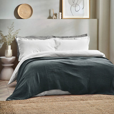 Muslin Large Bed Throw Dusk