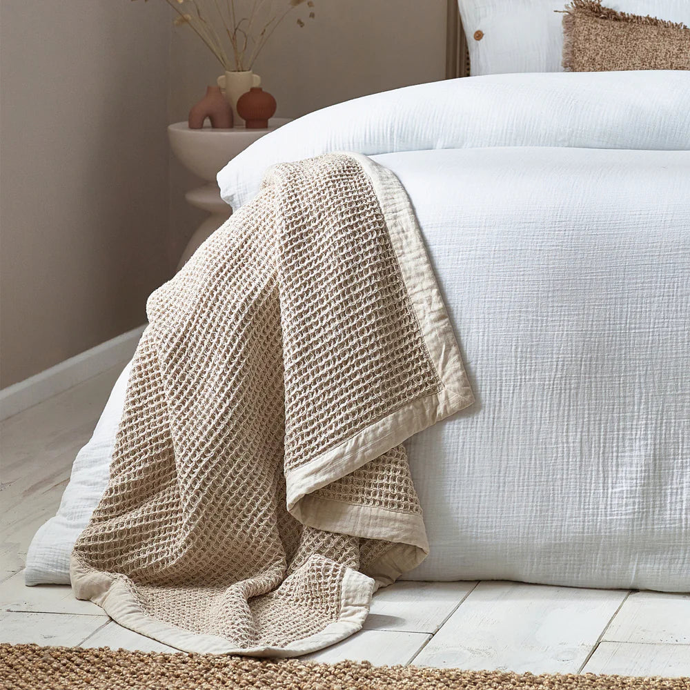 Oversized Waffle Bed Throw Natural