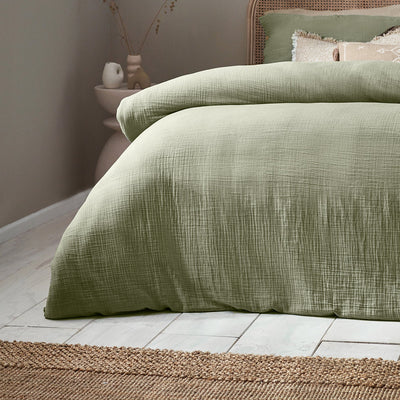 Cotton Muslin Duvet Cover Set Eucalyptus