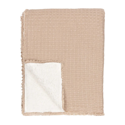 Waffle Sherpa Throw Taupe