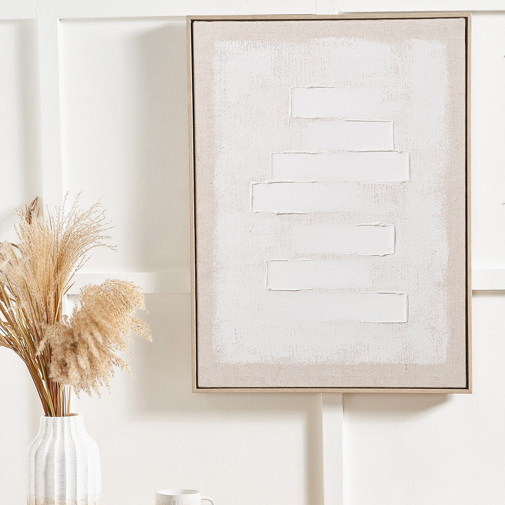 White & Natural Framed Canvas
