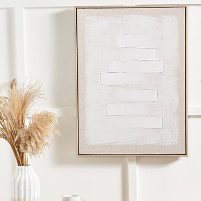 White & Natural Framed Canvas
