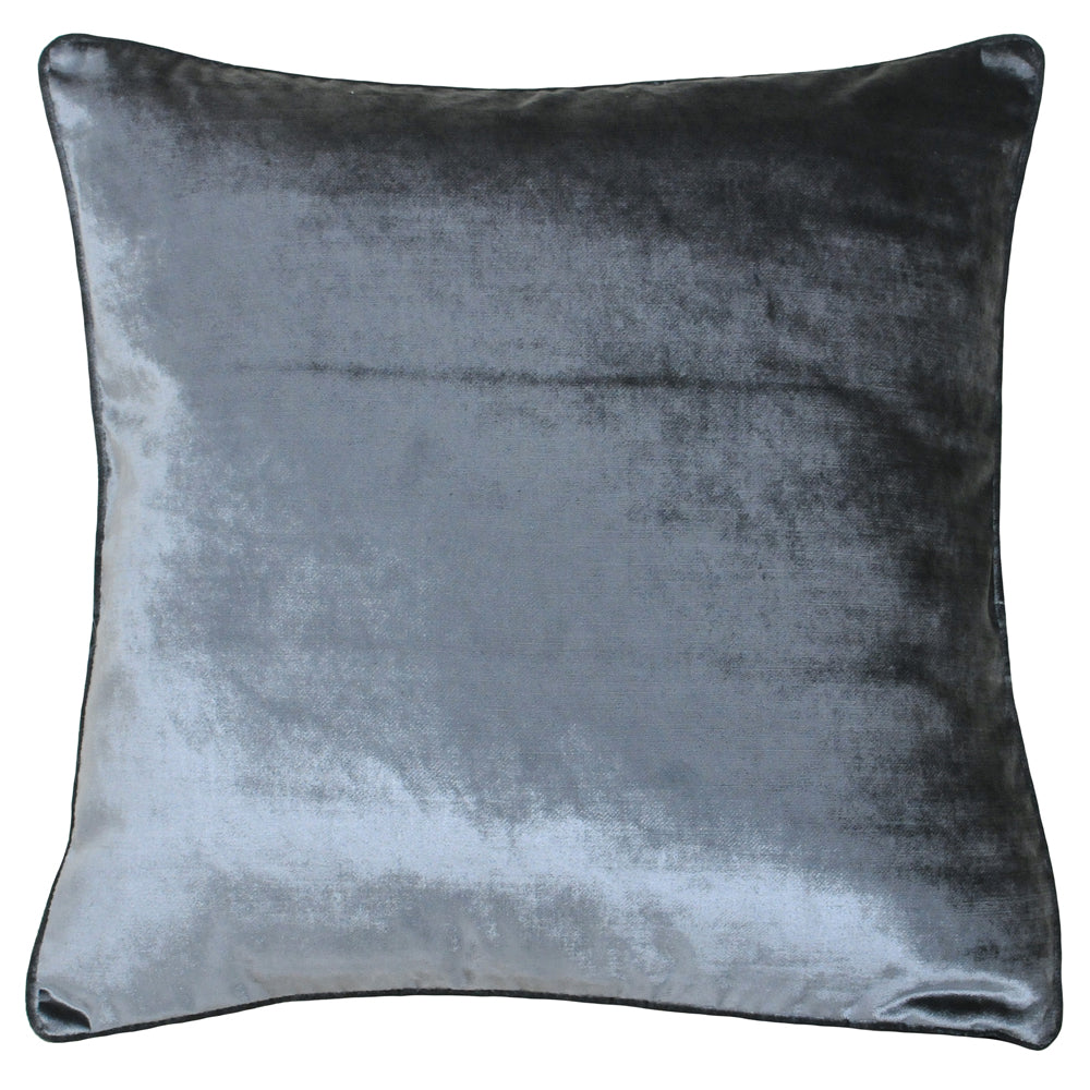 Luxe Velvet Piped Cushion Anthracite/Blue