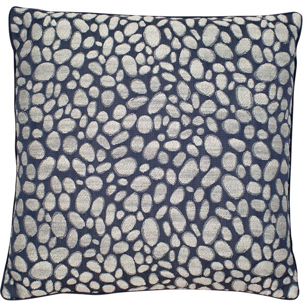 Navy Feather Filled Pebbles Cushion
