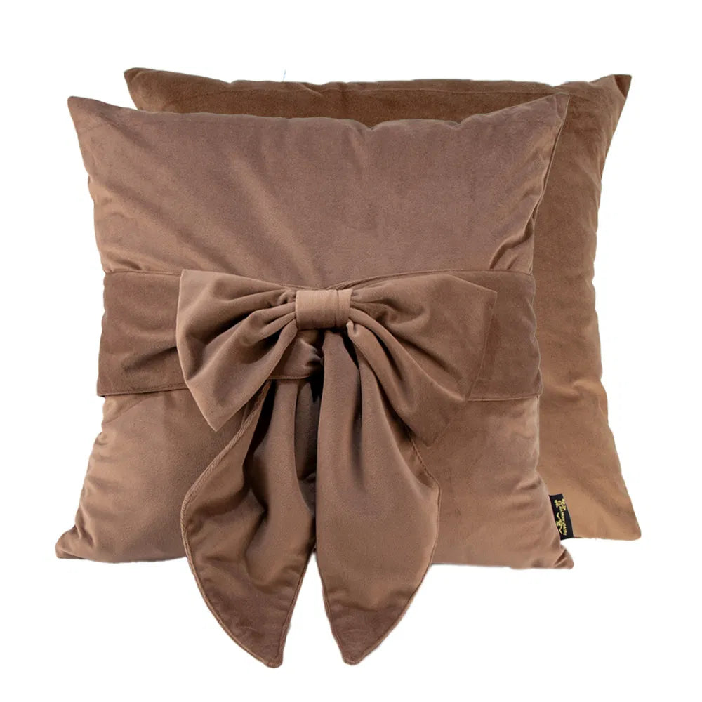 Malini Paul Moneypenny Taupe Tiedup Cushion