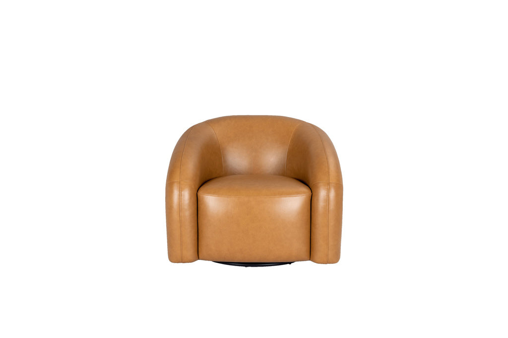 Tan PU Leather Swivel Armchair