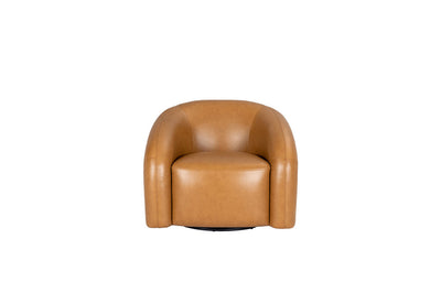 Tan PU Leather Swivel Armchair