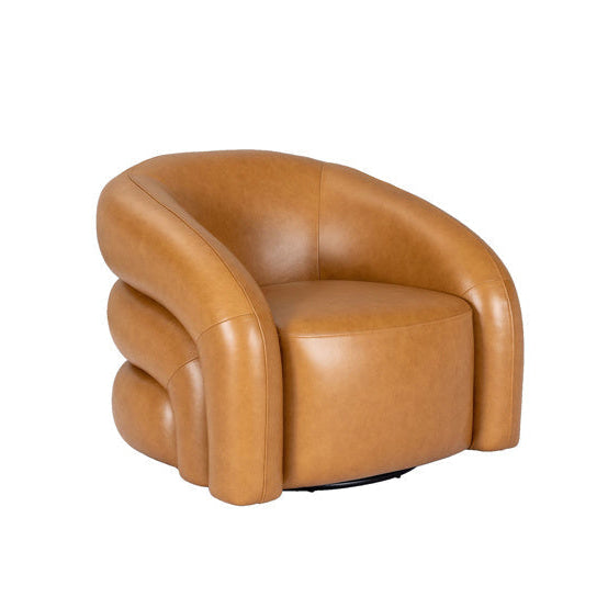 Tan PU Leather Swivel Armchair