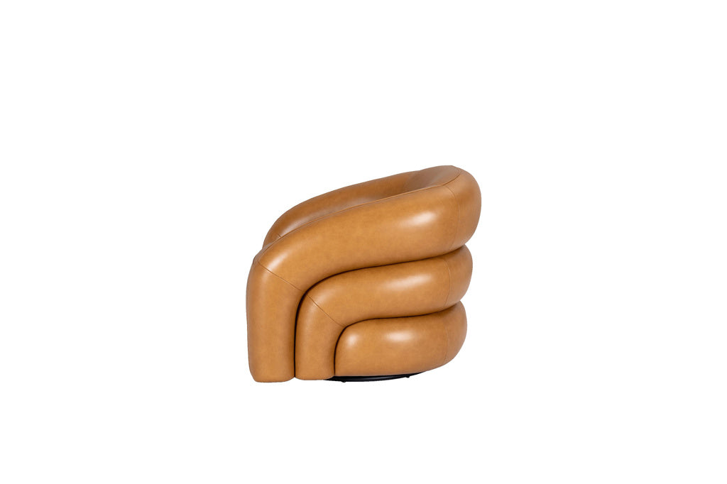Tan PU Leather Swivel Armchair