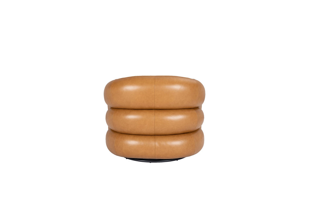 Tan PU Leather Swivel Armchair