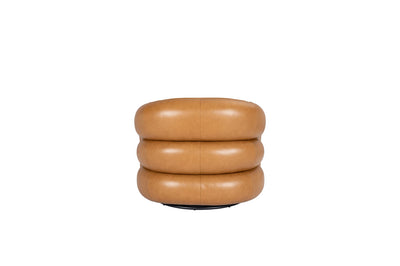 Tan PU Leather Swivel Armchair
