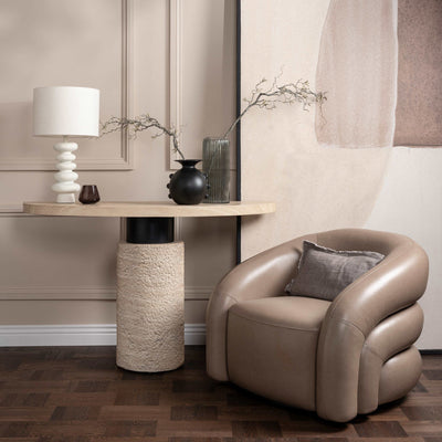 Taupe PU Leather Swivel Armchair