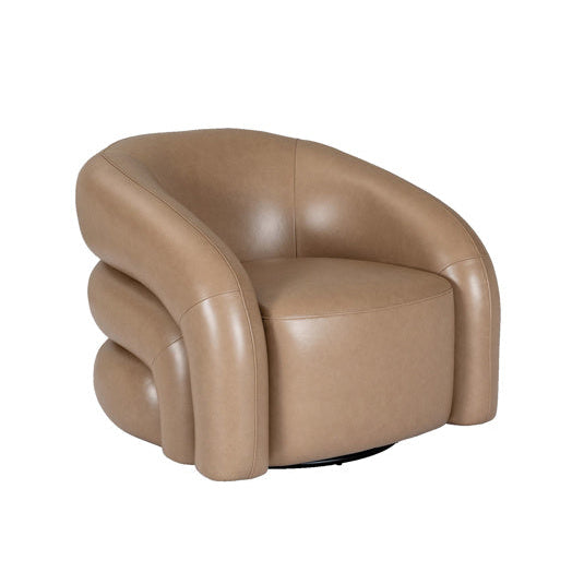Taupe PU Leather Swivel Armchair