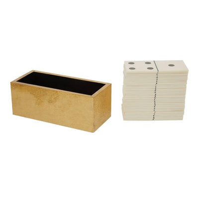 White & Gold Dominoes in Box