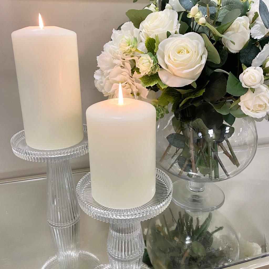 Glass Candle Plate On Stand L