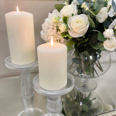 Glass Candle Plate On Stand S