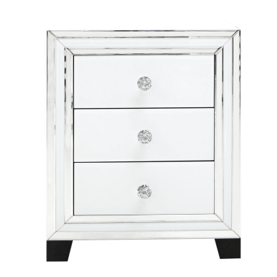*Clearance*White Mirror 3 Drawer Bedside Cabinet