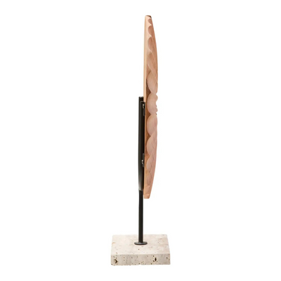 Natural Split Wood Sculpture With Travertine Base
