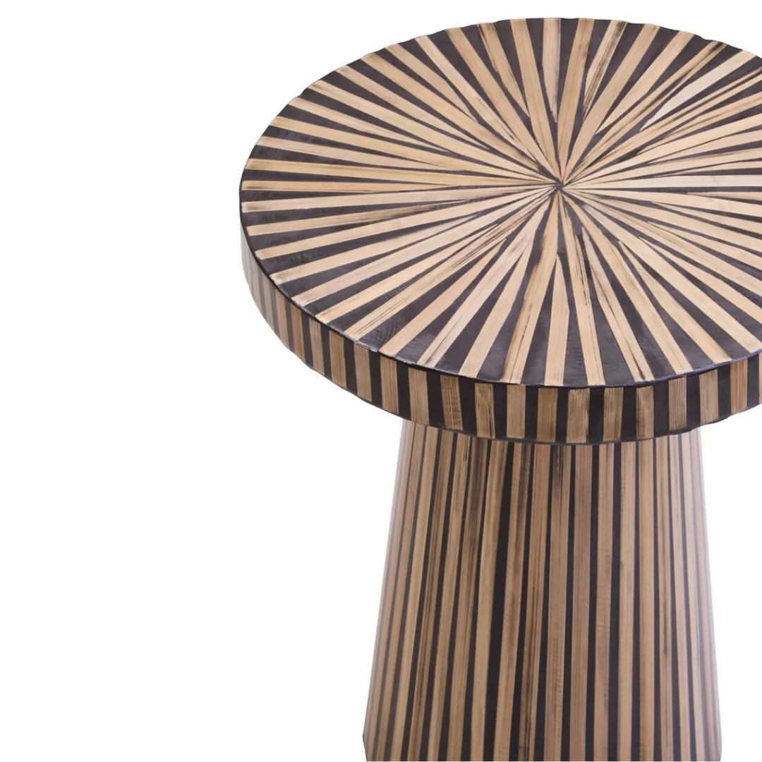 Bamboo Inlay Round Side Table