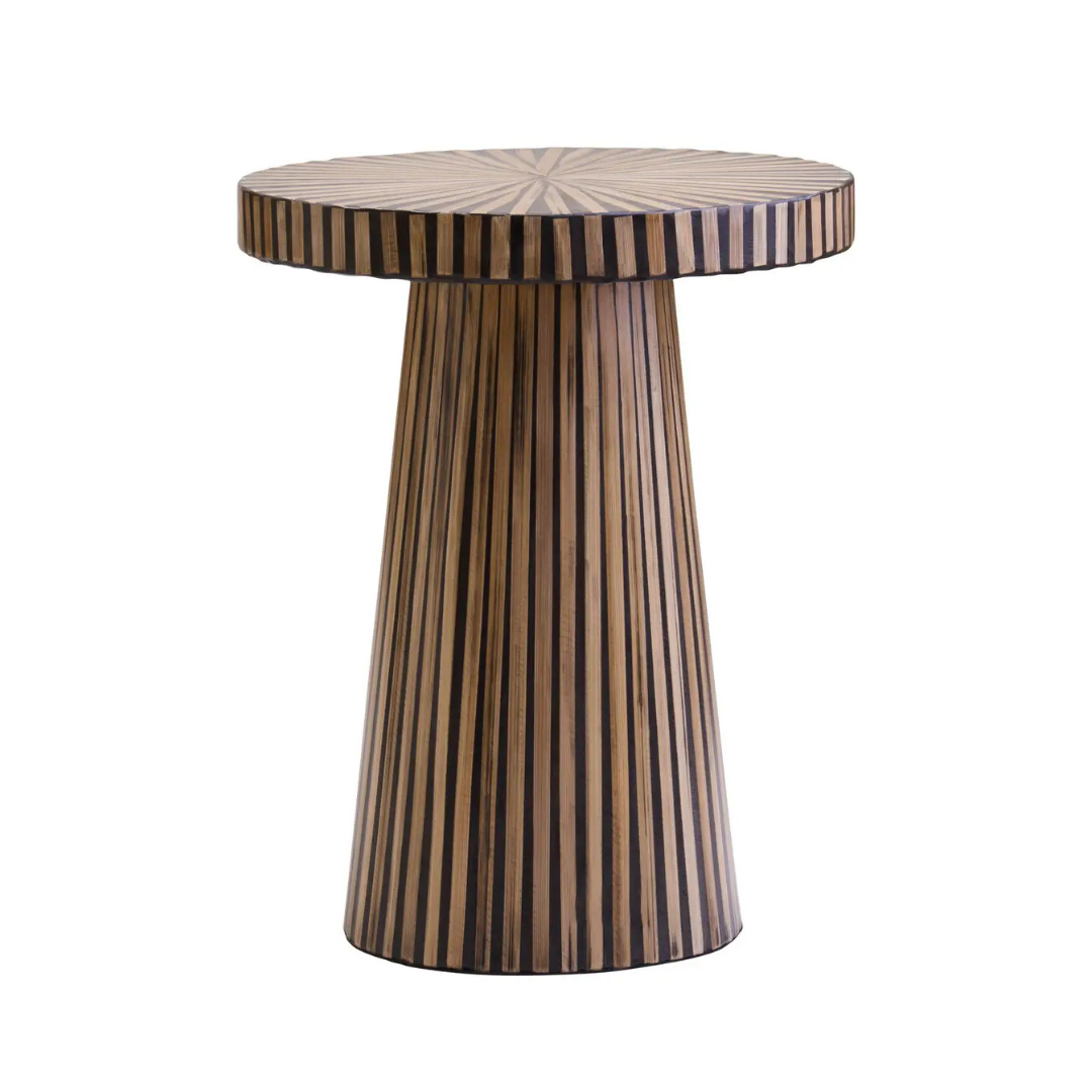 Bamboo Inlay Round Side Table