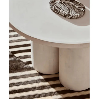 Whitewash Mango Wood Pillar Coffee Table