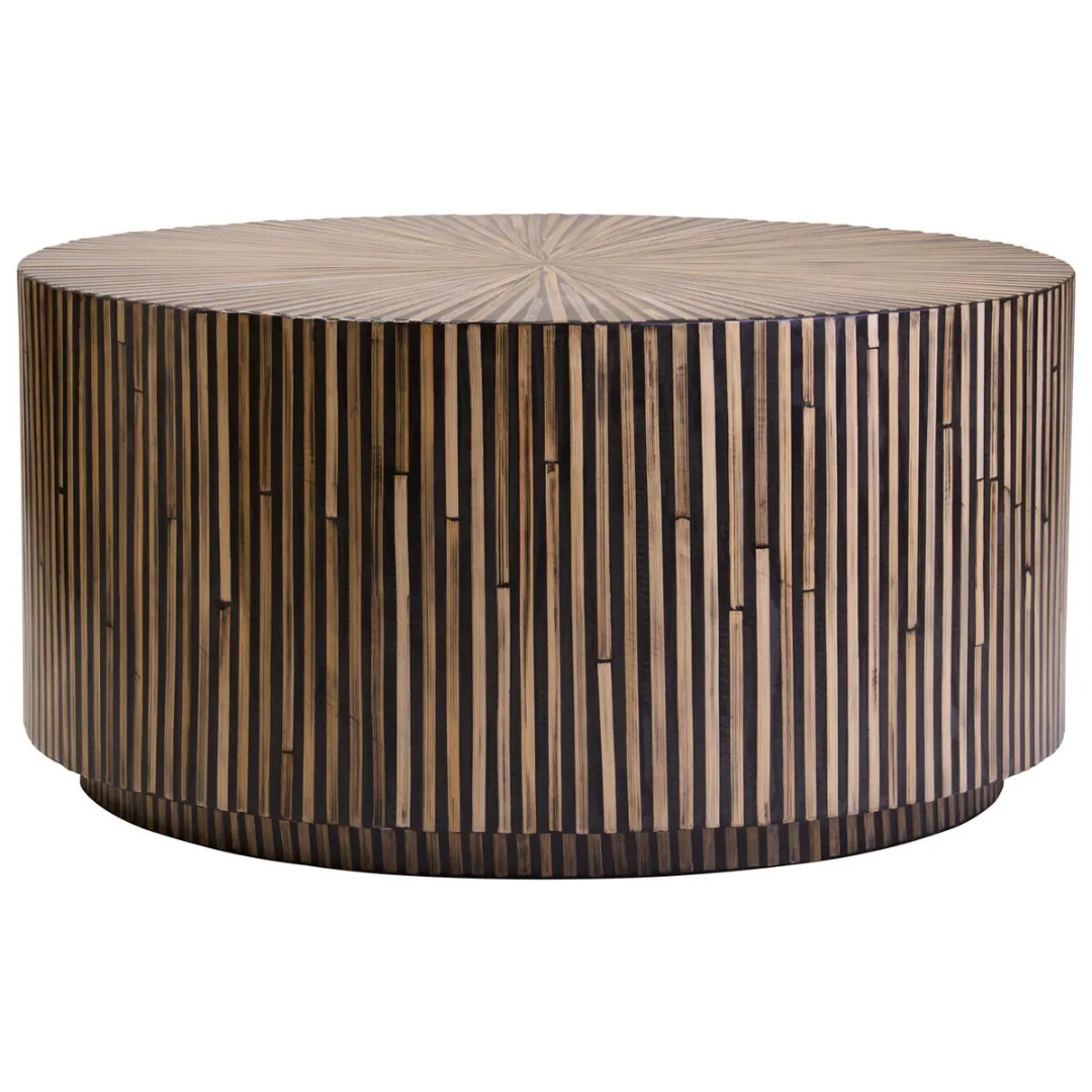 Bamboo Inlay Round Coffee Table