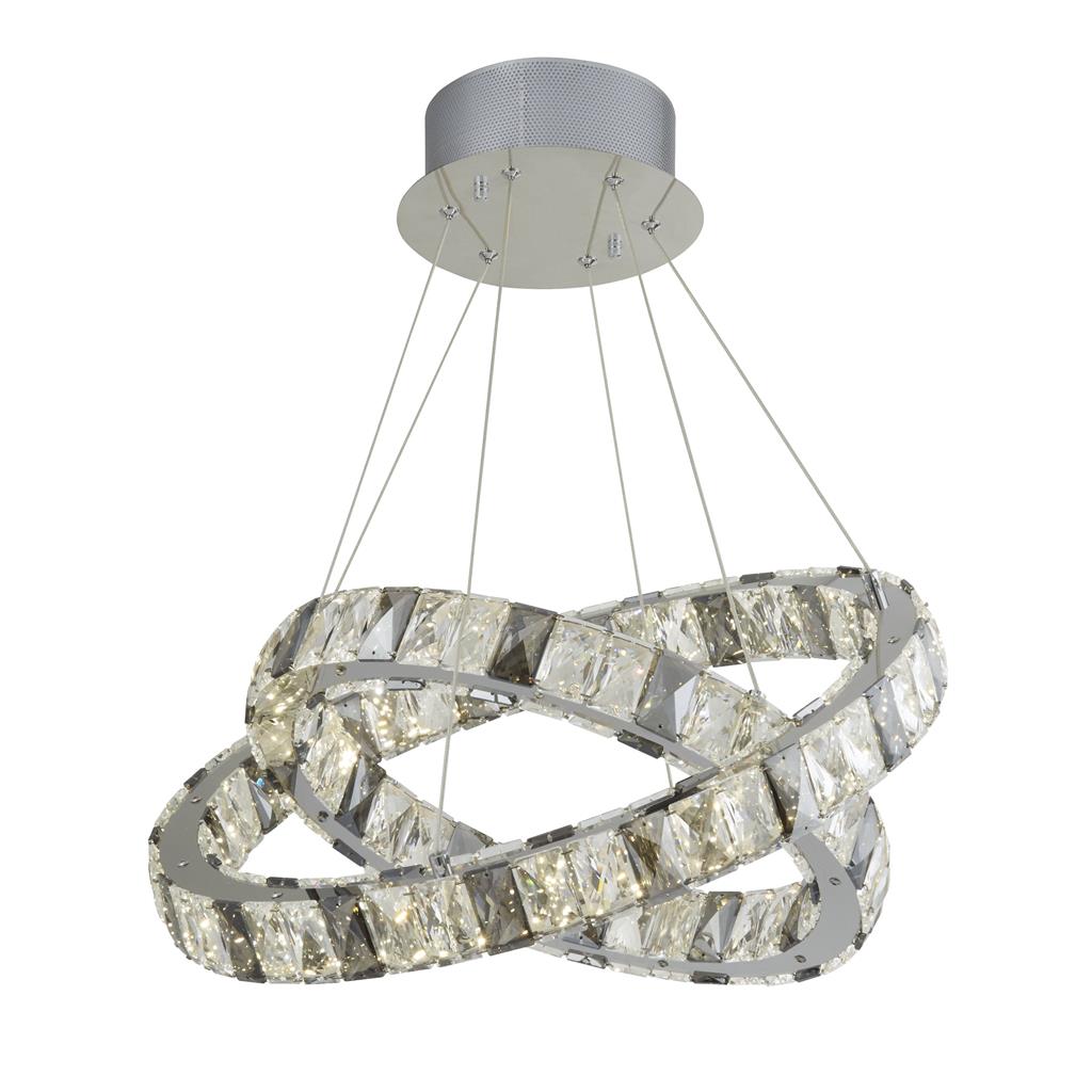 CLEAR & SMOKEY CRYSTAL 2 LIGHT CEILING PENDANT